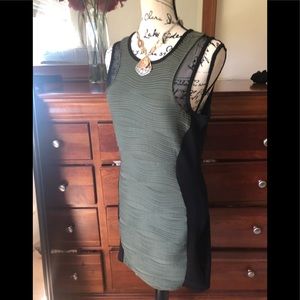COPY - ING/ Sexy mesh dress In Green/Black TIGHT DRESS